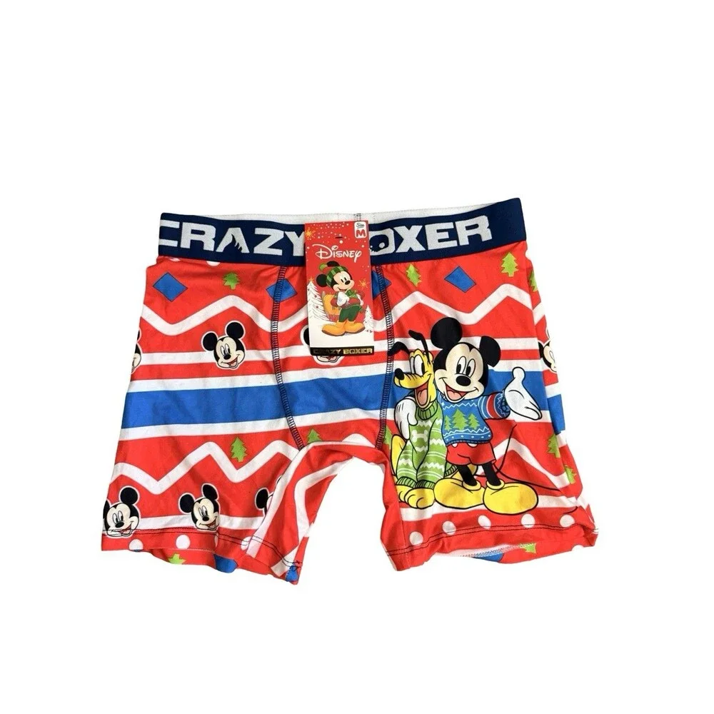 Disney Mickey Mouse Pluto Boxer Briefs Mens Medium Christmas Crazy Boxer New